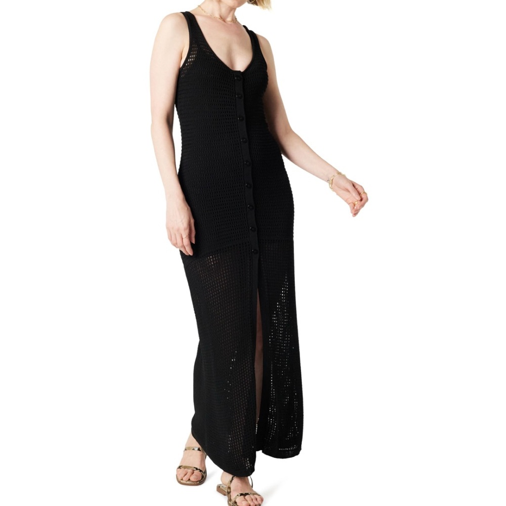 NWT The Drop Women’s Button Front Mixed Pattern Crochet‎ Maxi Dress - M